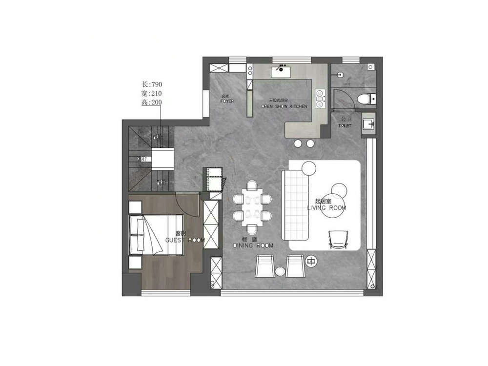 金地長江藝境230平現(xiàn)代輕奢風格裝修效果圖