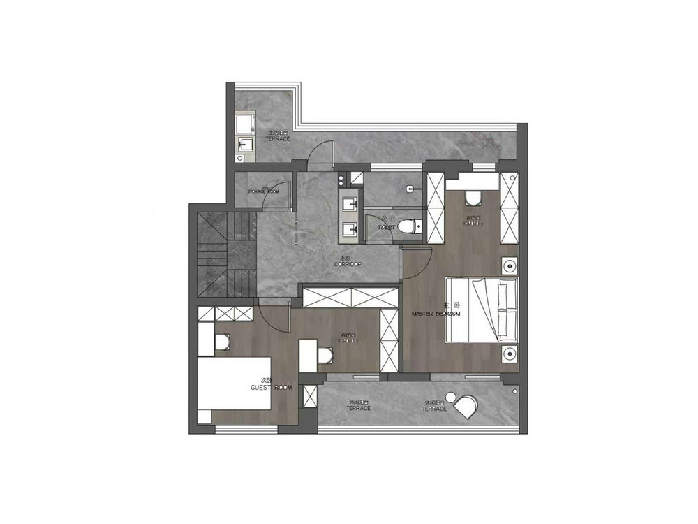 金地長江藝境230平現(xiàn)代輕奢風格裝修效果圖