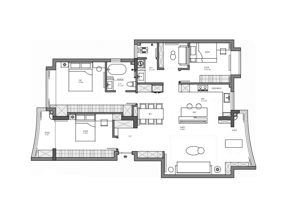 東湖名居151平現(xiàn)代風(fēng)格裝修效果圖