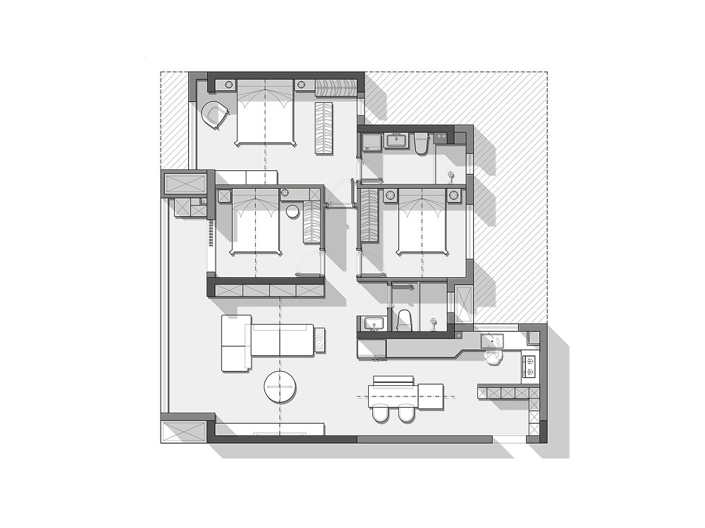 中交澄園130平現(xiàn)代極簡風格裝修效果圖