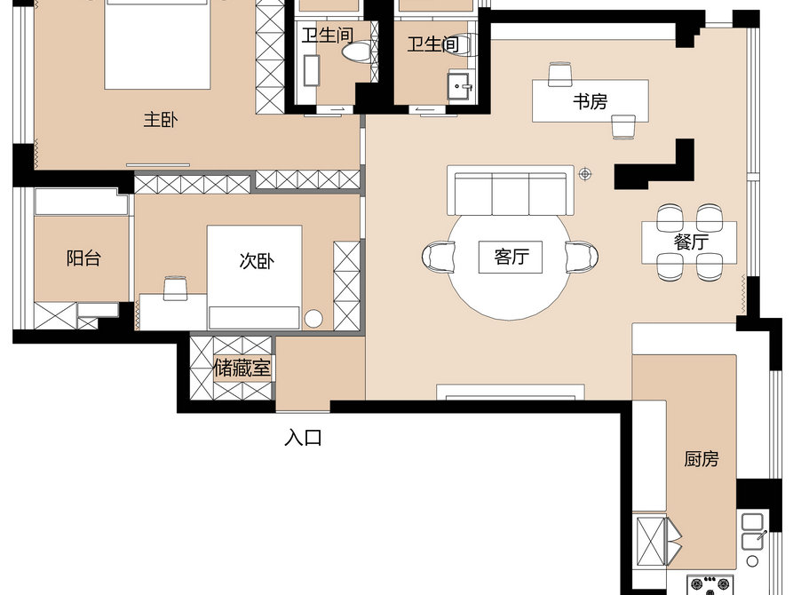 常青花園現(xiàn)代風格裝修效果圖